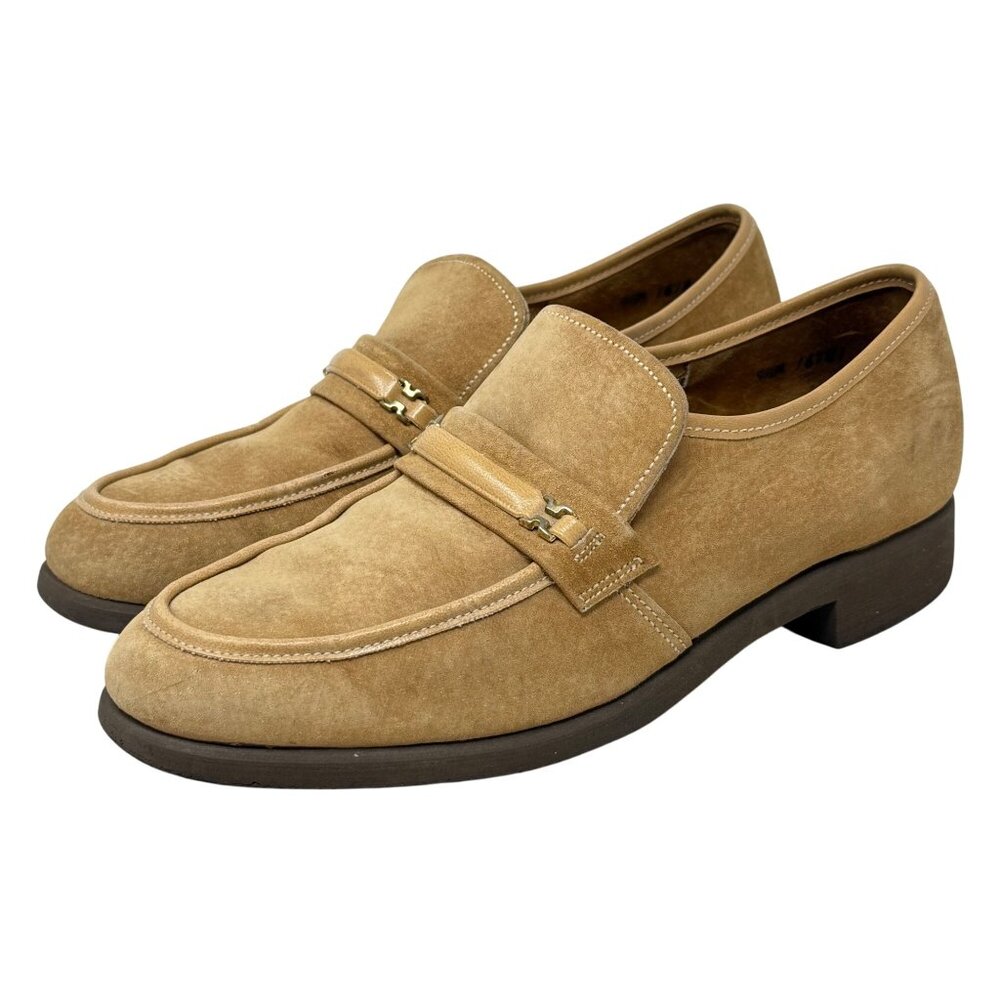 Hushpuppies Vtg 80s Tan Buff Suede Leather Loafers Slip Ons 16781 9.5 M‎ Cosplay